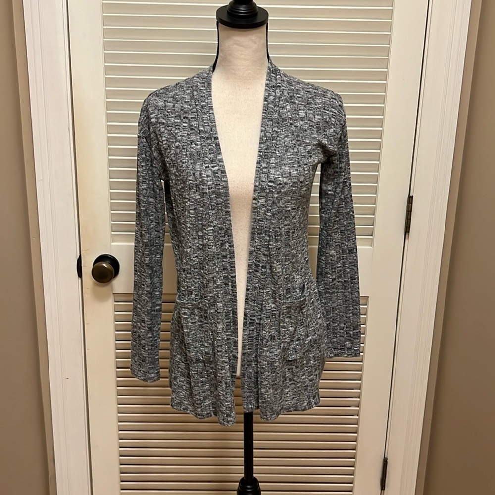 Art Class Open Front Cardigan with Pockets in Grey, Size XLarge (14/16)